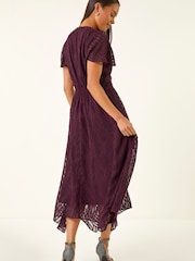 Roman Red Petite Front Twist Jacquard Dress - Image 3 of 5