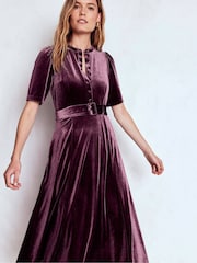 Boden Purple Kate Velvet Shirt Dress - Image 3 of 5