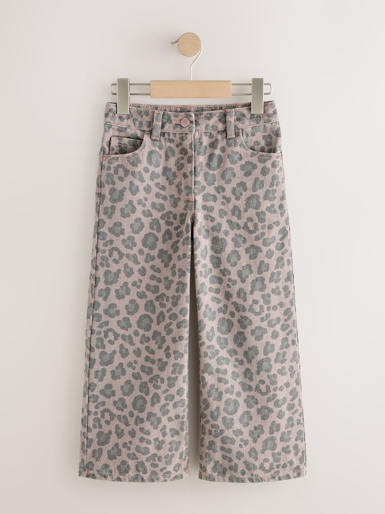 Grey Animal Print Wide Leg Jeans (3-16yrs) - Image 1 of 4