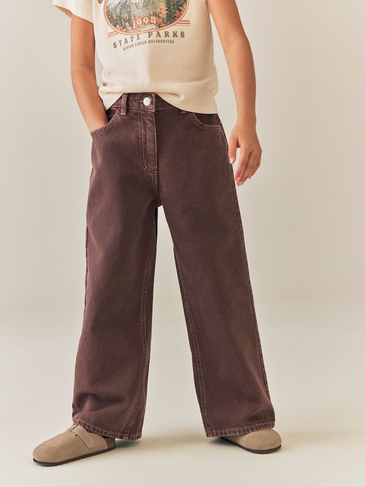 Chocolate Brown Wide Leg Jeans (3-16yrs) - Image 1 of 4 Chocolate Brown Wide Leg Jeans (3-16yrs) - Image 1 of 4