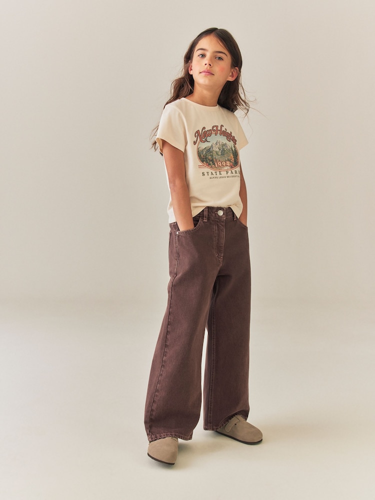 Chocolate Brown Wide Leg Jeans (3-16yrs) - Image 2 of 4 Chocolate Brown Wide Leg Jeans (3-16yrs) - Image 2 of 4