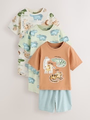 Brown/Cream/Sage Animal Short Pyjamas 3 Pack (9mths-8yrs) - Image 5 of 13