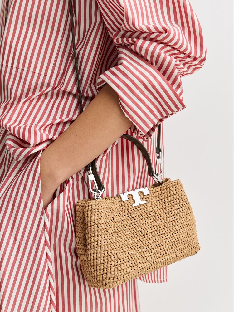 Tory Burch Natural Eleanor Straw Mini Satchel Bag - Image 2 of 8