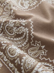 Chocolate Brown Scarf Print Linen Rich Tailored Wrap Mini Skirt - Image 2 of 3