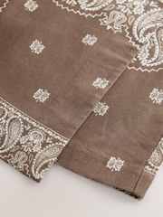 Chocolate Brown Scarf Print Linen Rich Tailored Wrap Mini Skirt - Image 3 of 3