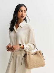 Tory Burch Natural Romy Straw Bucket Bag - Image 3 of 4