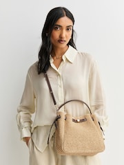 Tory Burch Natural Romy Straw Bucket Bag - Image 4 of 4