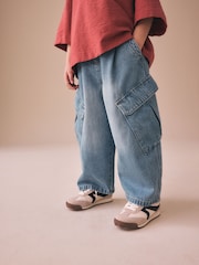 Mid Blue Denim Cargo Barrel Jeans (3-16yrs) - Image 1 of 4