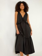 Roman Black Bow Detail Poplin Midi Dress - Image 1 of 5