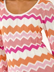 Roman Pink Zig Zag Knitted Maxi Dress - Image 5 of 5