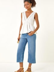 Roman White Detailed Trim V-Neck Vest Top - Image 2 of 5