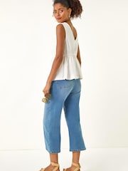 Roman White Detailed Trim V-Neck Vest Top - Image 3 of 5