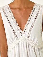 Roman White Detailed Trim V-Neck Vest Top - Image 5 of 5