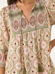 Roman Green Mix Print Smock Midi Dress - Image 5 of 5