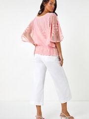 Roman Pink Butterfly Lace Blouse - Image 3 of 5
