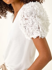 Roman White 3D Puff Sleeve T-Shirt - Image 4 of 5