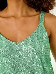 Grønn Haze - Roman utsmykket Paljetter Cami Topp - Bilde 5 av 5
