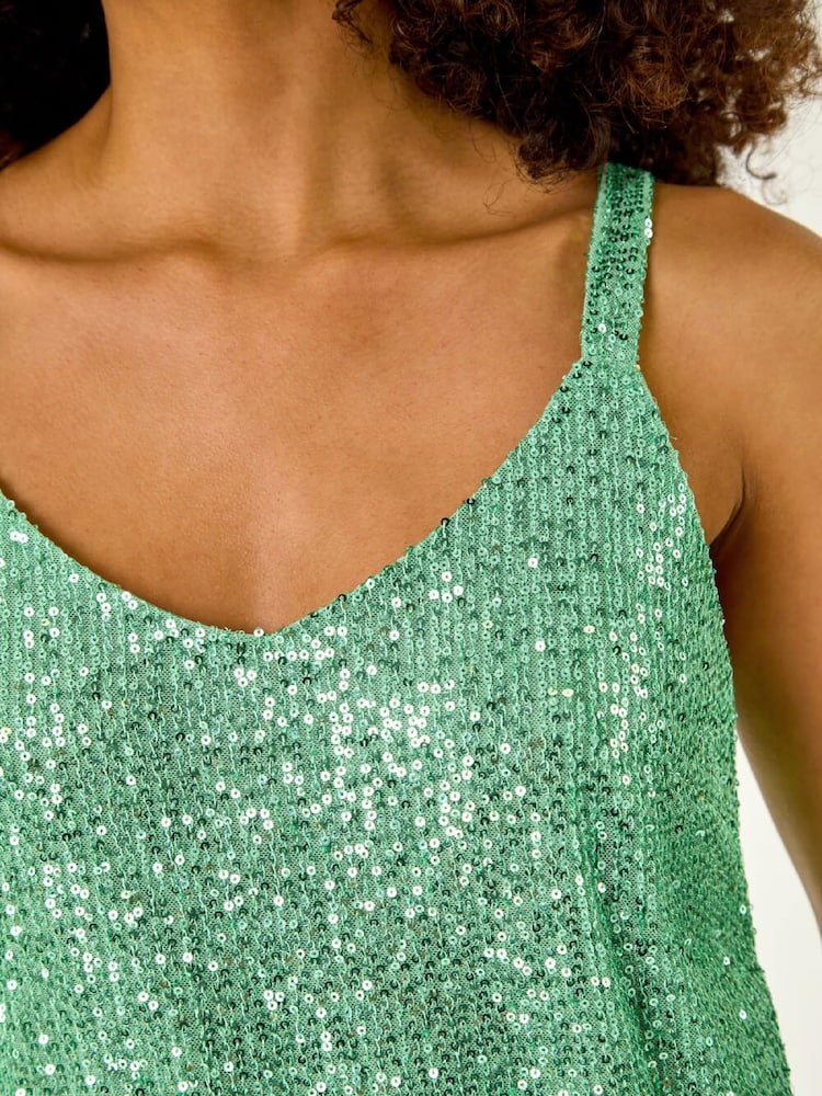 Roman Green Haze Embellished Sequin Cami Top - Image 5 of 5 Roman Green Haze Embellished Sequin Cami Top - Image 5 of 5
