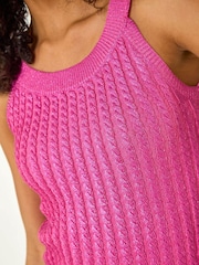 Roman Pink Metallic Knit Vest Top - Image 6 of 6