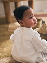 White Woven Lace Top and Trousers Baby 2 Piece Set (0mths-2yrs) - Image 3 of 4
