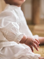 White Woven Lace Top and Trousers Baby 2 Piece Set (0mths-2yrs) - Image 4 of 4