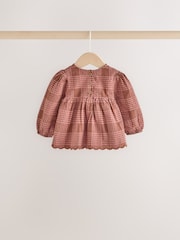 Brown/Pink Check Baby Woven Top and Trousers 2 Piece Set (0mths-2yrs) - Image 10 of 15