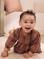 Brown/Pink Check Baby Woven Top and Trousers 2 Piece Set (0mths-2yrs) - Image 3 of 15
