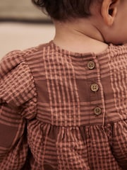 Brown/Pink Check Baby Woven Top and Trousers 2 Piece Set (0mths-2yrs) - Image 6 of 15