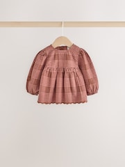 Brown/Pink Check Baby Woven Top and Trousers 2 Piece Set (0mths-2yrs) - Image 9 of 15