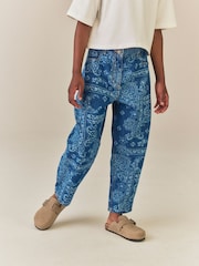 Blue Denim Lazer Printed Barrel Jeans (3-16yrs) - Image 1 of 9