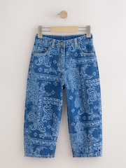 Blue Denim Lazer Printed Barrel Jeans (3-16yrs) - Image 5 of 9
