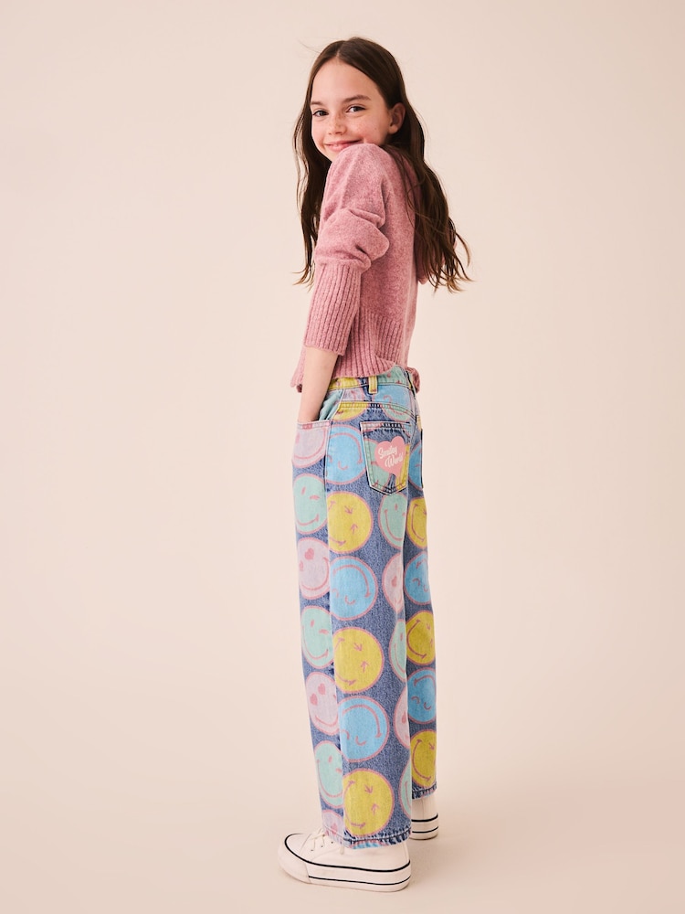 Mid Blue SmileyWorld® Print - Vaqueros de pierna ancha (3-16años) - Imagen 2 de 4