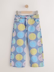 Mid Blue SmileyWorld® Print Wide Leg Jeans (3-16yrs) - Image 5 of 8
