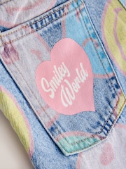 Mid Blue SmileyWorld® Print Wide Leg Jeans (3-16yrs) - Image 7 of 8