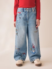 Pretty Embroidered Wide Leg Jeans (3-16yrs) - Image 1 of 9
