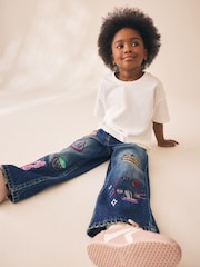 Fun Embroidered Wide Leg Jeans (3-16yrs) - Image 4 of 9