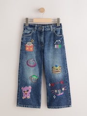 Fun Embroidered Wide Leg Jeans (3-16yrs) - Image 6 of 9