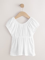 White Textured Peplum Top (3-16yrs) - Image 6 of 8