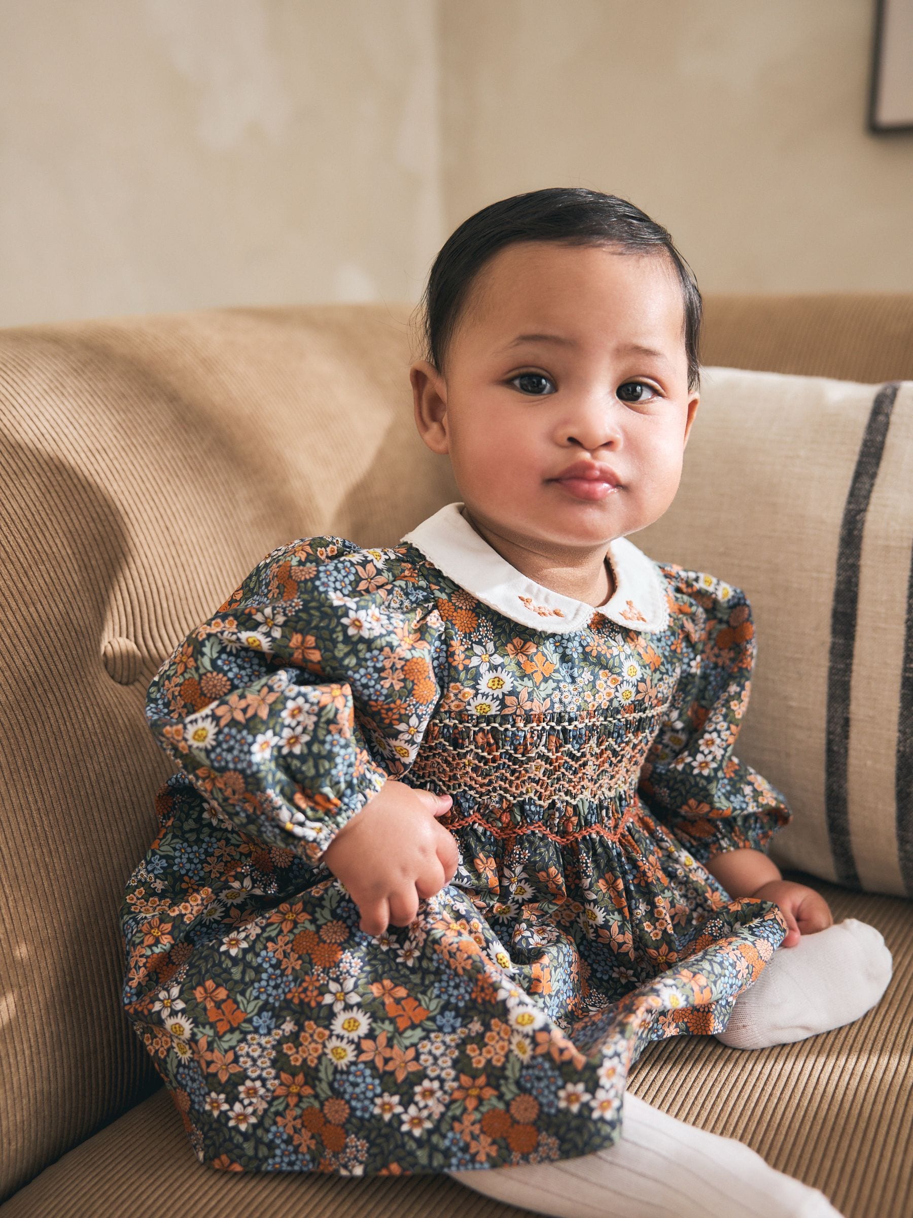 Buy Blue Floral Woven Dress, Knicker and Sock Baby Set 3 Piece