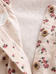 Ecru Floral Cord Baby Pinafore, Long Sleeve Bodysuit And Tights 3 Piece Set (0mths-2yrs) - Image 11 of 16
