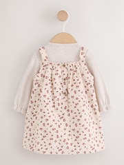 Ecru Floral Cord Baby Pinafore, Long Sleeve Bodysuit And Tights 3 Piece Set (0mths-2yrs) - Image 6 of 16