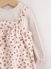 Ecru Floral Cord Baby Pinafore, Long Sleeve Bodysuit And Tights 3 Piece Set (0mths-2yrs) - Image 8 of 16