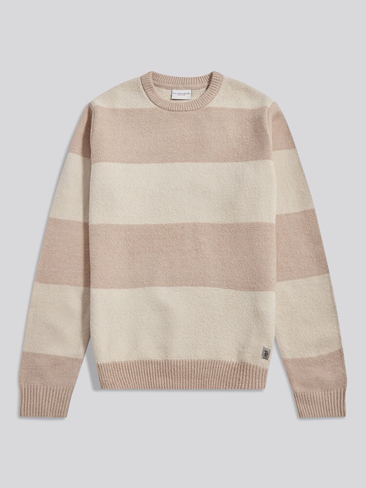 U.S. Polo Assn Natural Mens Ombre Knit Crew Jumper - Image 1 of 3 U.S. Polo Assn Natural Mens Ombre Knit Crew Jumper - Image 1 of 3
