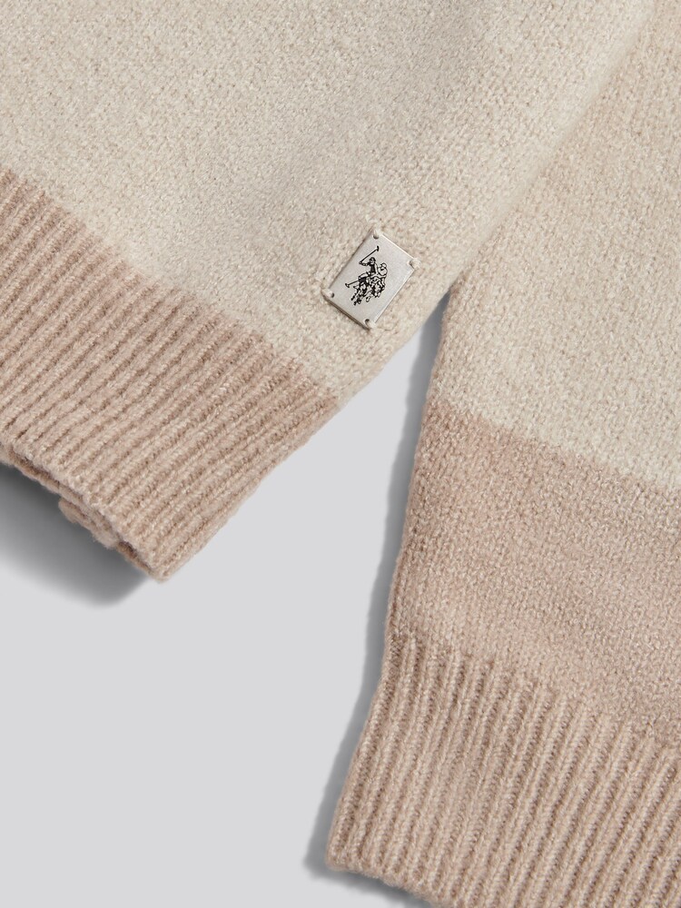 U.S. Polo Assn Natural Mens Ombre Knit Crew Jumper - Image 3 of 3 U.S. Polo Assn Natural Mens Ombre Knit Crew Jumper - Image 3 of 3