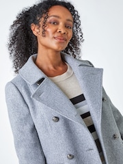 Roman Grey Petite Double Breasted Military Coat - Image 4 of 5