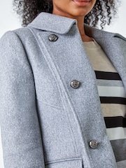 Roman Grey Petite Double Breasted Military Coat - Image 5 of 5