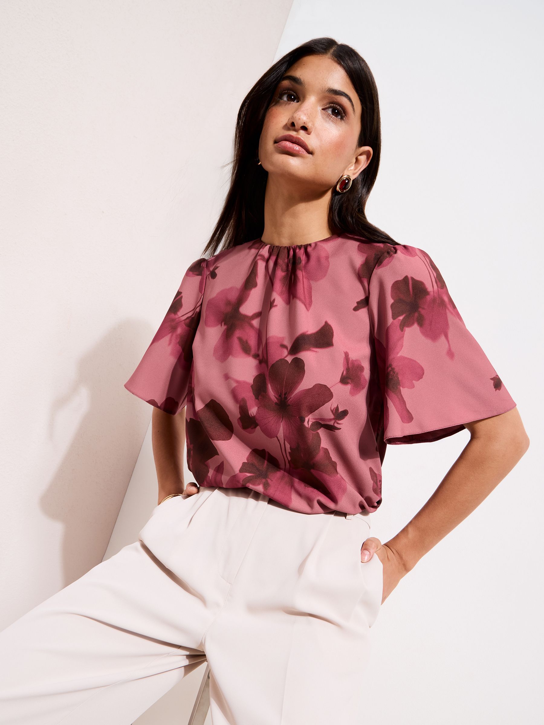 Buy Friends Like These Pink Floral Short Sleeve Tie Back Blouse