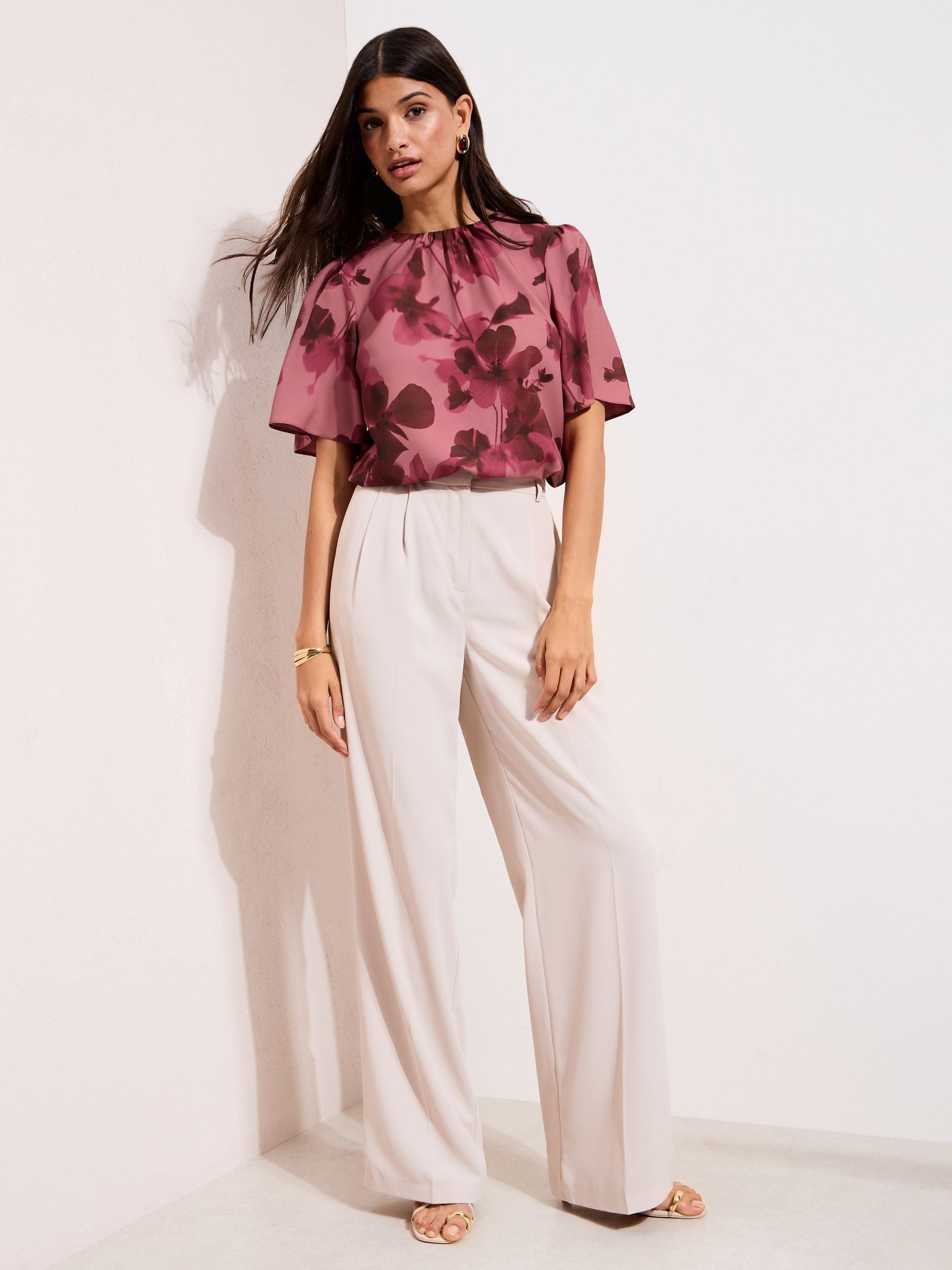 Buy Friends Like These Pink Floral Short Sleeve Tie Back Blouse