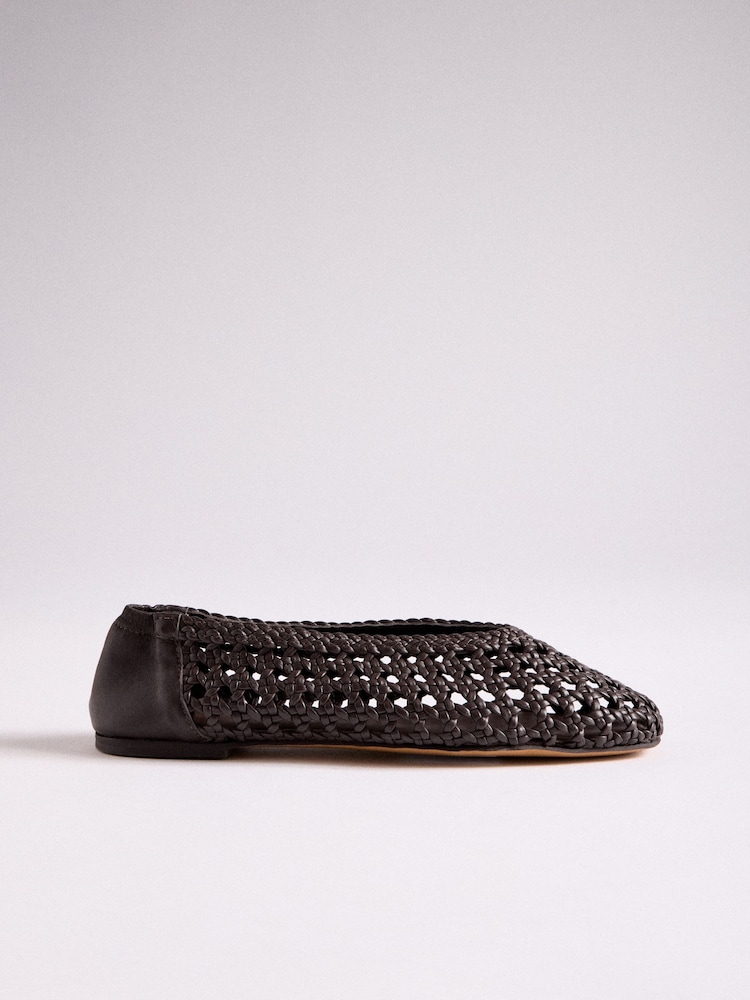The Set Premium Leather Weave Ballerinas Brown - Image 2 of 7 The Set Premium Leather Weave Ballerinas Brown - Image 2 of 7