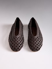 The Set Premium Leather Weave Ballerinas Brown - Image 4 of 7